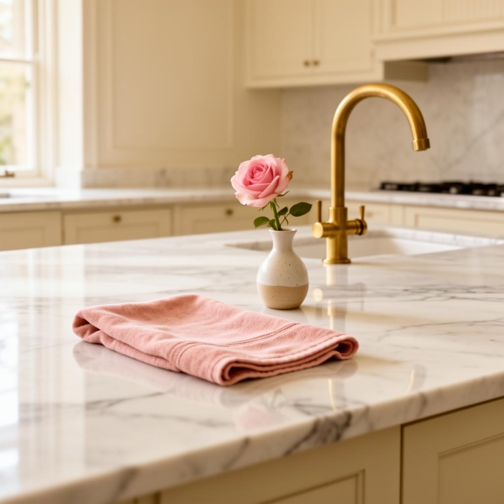 Marble counter with rose